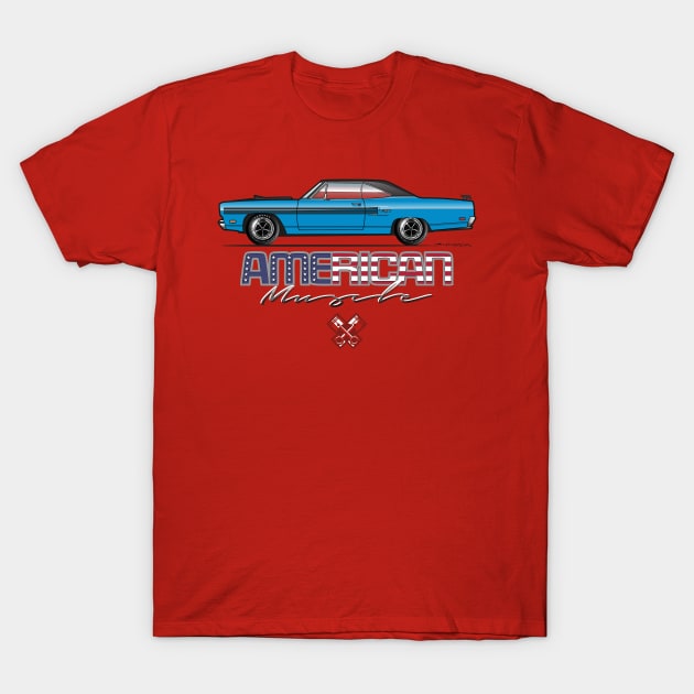 Blue 1970 American Muscle T-Shirt by JRCustoms44